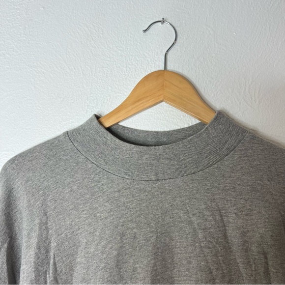 Essentials Fear of God Long Sleeve Logo Tee Heather Gray Cotton Pullover Size M - Picture 4 of 13
